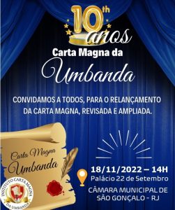 uma grande celebração em homenagem a Umbanda e ao relançamento da Carta Magna